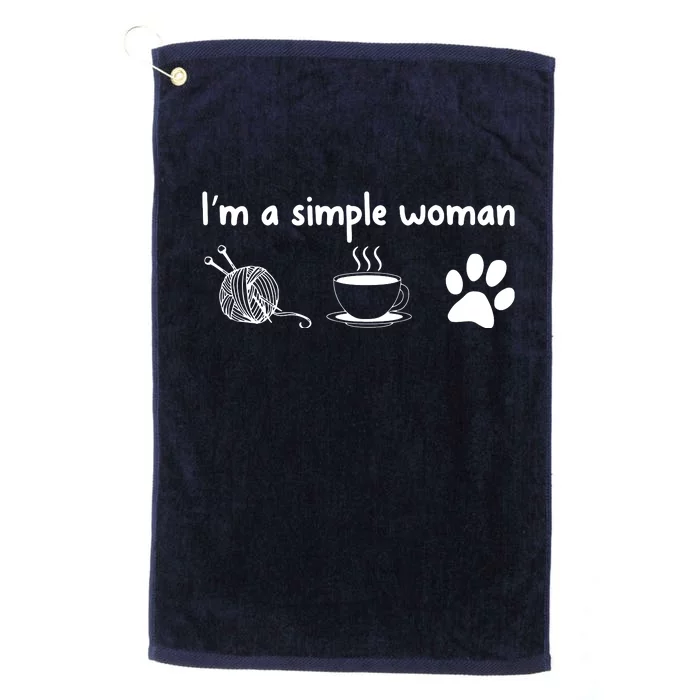 Womens Im A Simple Woman Knitting Gift For Knitters Christmas Gift Platinum Collection Golf Towel