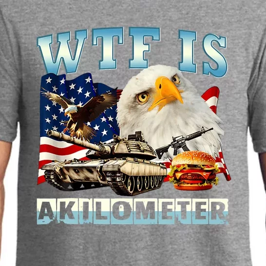 Wtf Is A Kilometer Eagle Badge American Funny 4th Of July Pajama Set