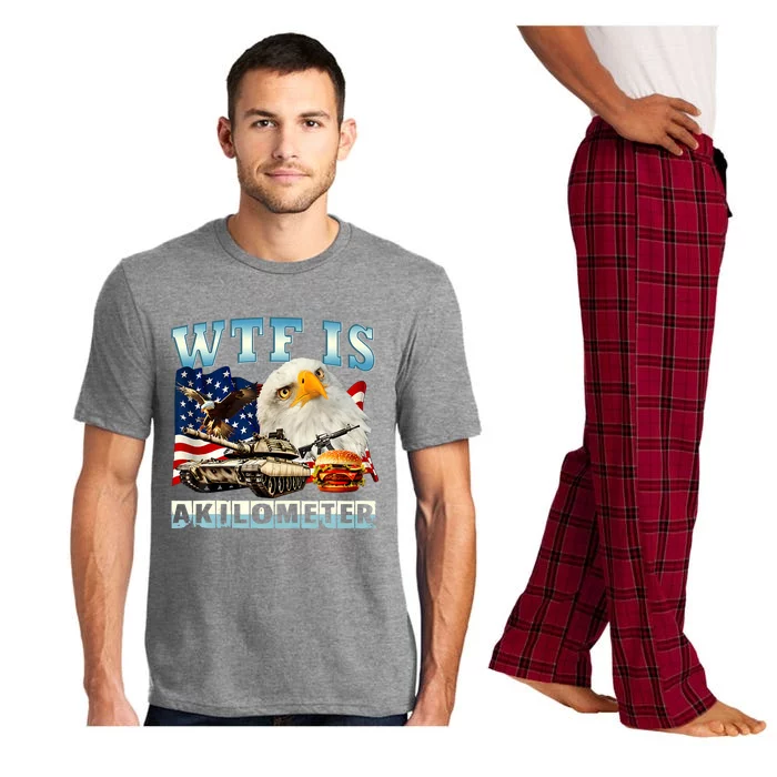 Wtf Is A Kilometer Eagle Badge American Funny 4th Of July Pajama Set