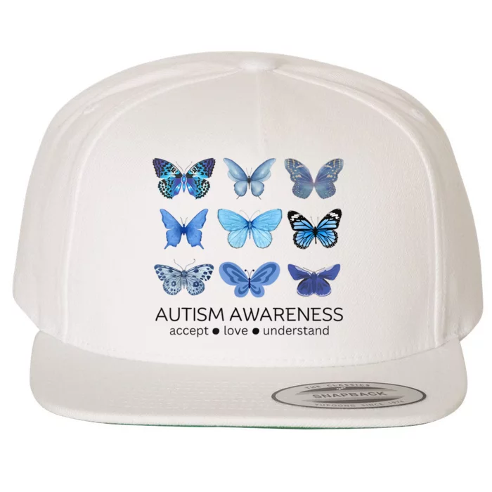 Women In April We Wear Blue Butterfly Autism Mental Health Wool Snapback Cap