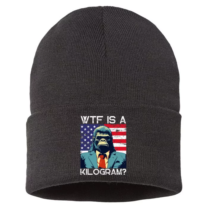 Wtf Is A Kilogram Bigfoot Political 4th Of July Usa Pride Sustainable Knit Beanie