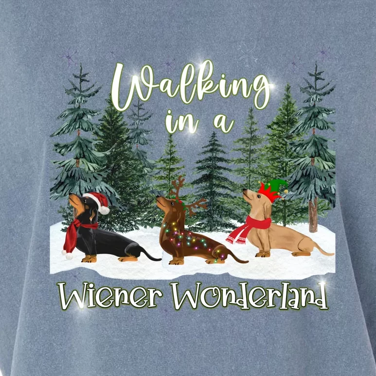 Walking In A Wiener Wonderland Dachshund Trio Cool Gift Garment-Dyed Women's Muscle Tee