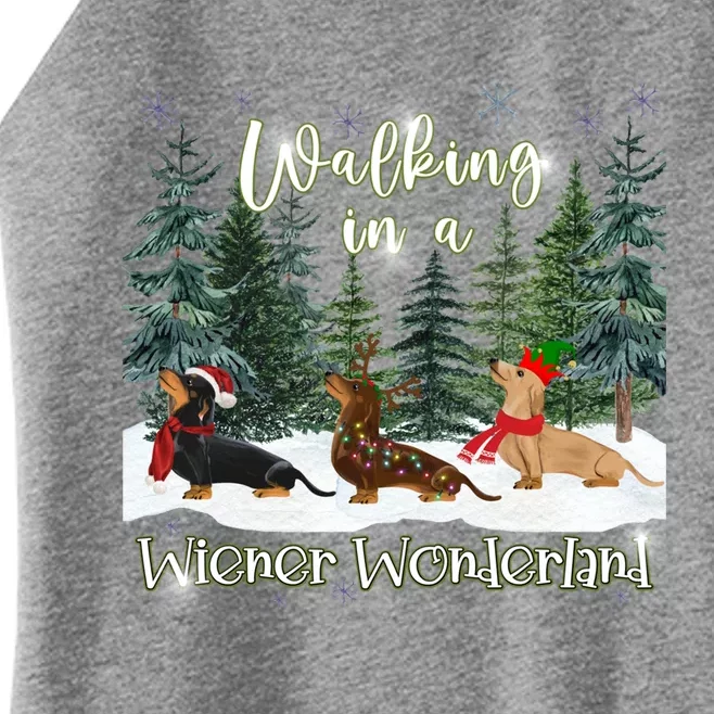 Walking In A Wiener Wonderland Dachshund Trio Cool Gift Women’s Perfect Tri Rocker Tank