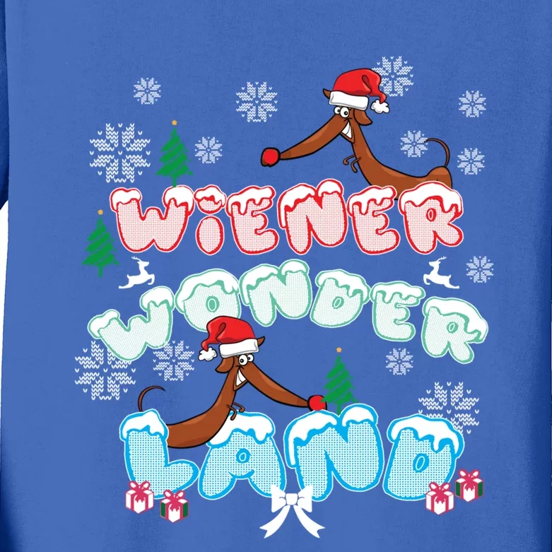 Walking In A Wiener Wonderland Dachshund Doxie Christmas Great Gift Kids Long Sleeve Shirt