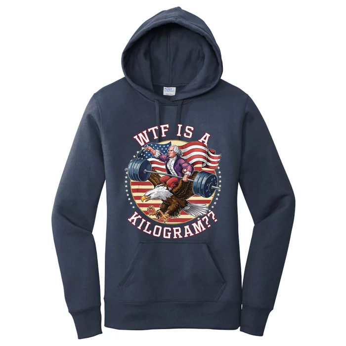 Wtf Is A Kilogram Funny 4th Of July Patriotic Eagle Usa Women's Pullover Hoodie