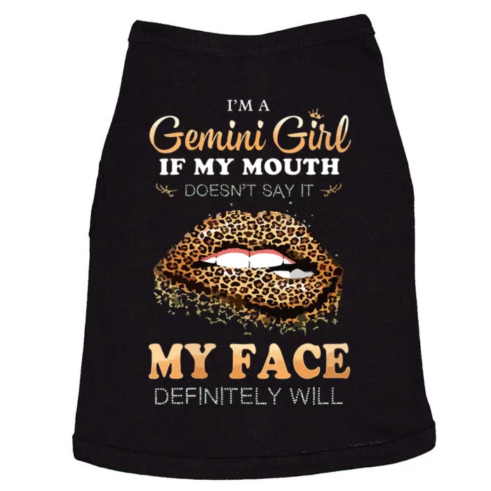 Womens Im A Gemini Girl Funny Leopard Printed Birthday VNeck Doggie Tank