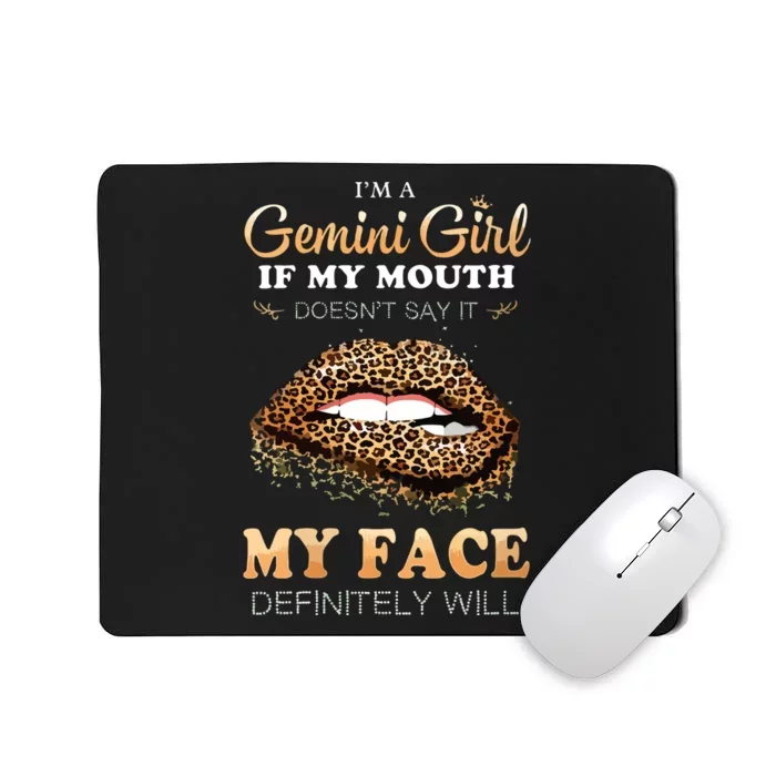 Womens Im A Gemini Girl Funny Leopard Printed Birthday VNeck Mousepad