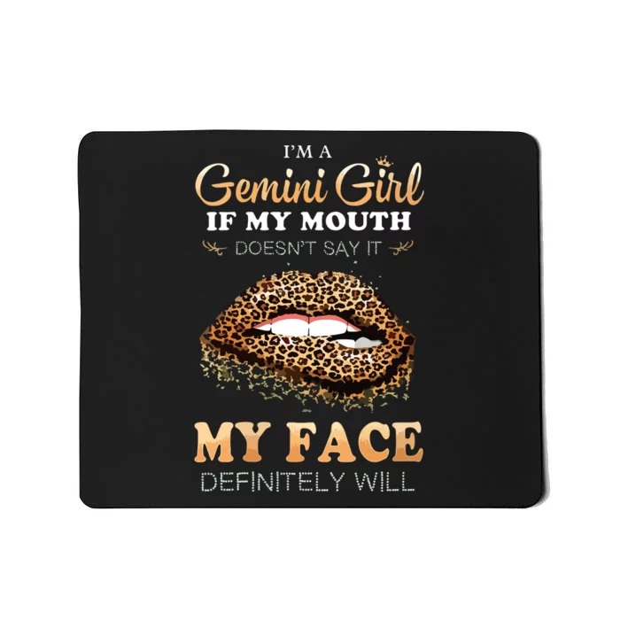 Womens Im A Gemini Girl Funny Leopard Printed Birthday VNeck Mousepad