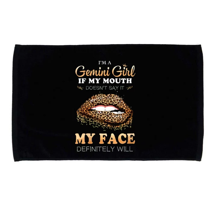 Womens Im A Gemini Girl Funny Leopard Printed Birthday VNeck Microfiber Hand Towel