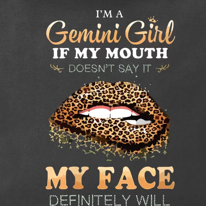 Womens Im A Gemini Girl Funny Leopard Printed Birthday VNeck Zip Tote Bag