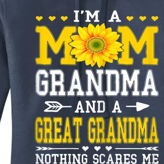 Womens I'm A Mom Grandma Great Grandma Mother's Day Sunflower Women Women's Pullover Hoodie