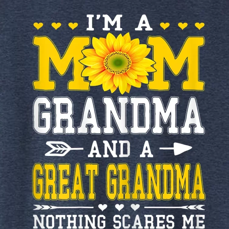 Womens I'm A Mom Grandma Great Grandma Mother's Day Sunflower Women Women's Crop Top Tee