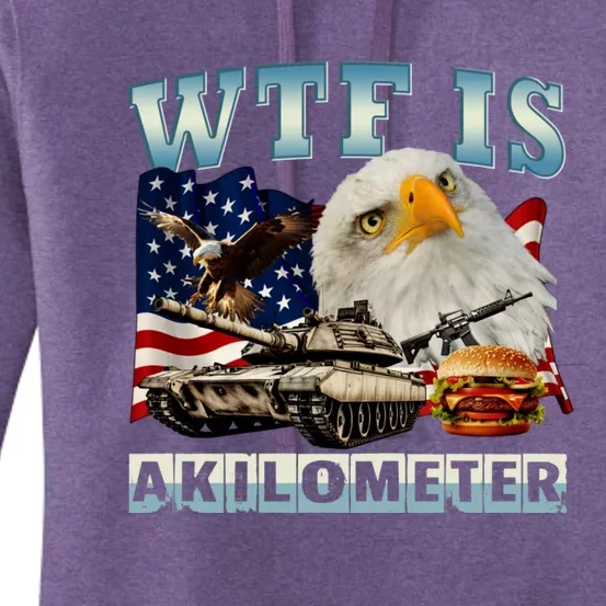 Wtf Is A Kilometer Eagle Badge American Signature Burger Women's Pullover Hoodie