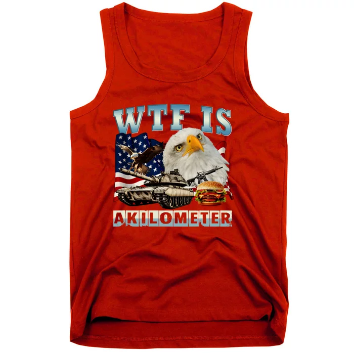 Wtf Is A Kilometer Eagle Badge American Signature Burger Tank Top