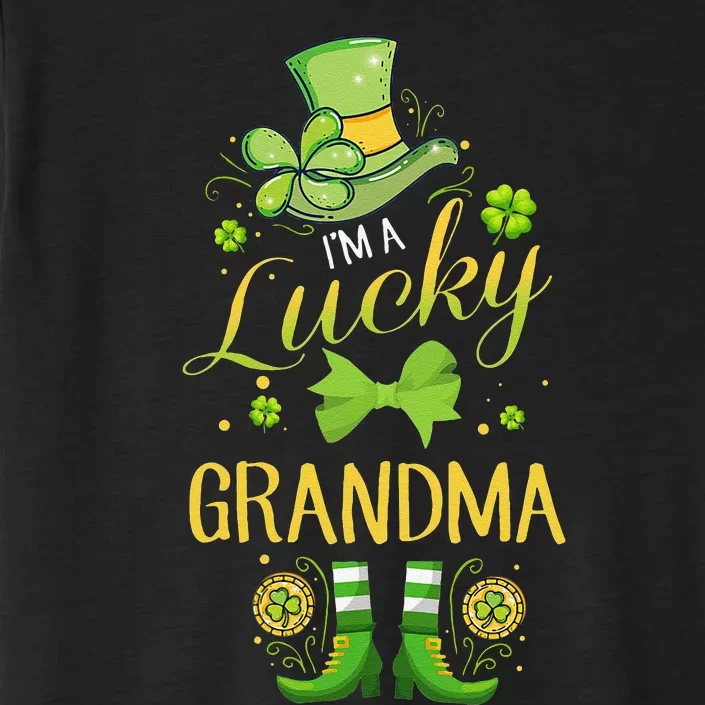 Womens I'm A Lucky Grandma St Patty's Day Gift For Grandmother ChromaSoft Performance T-Shirt