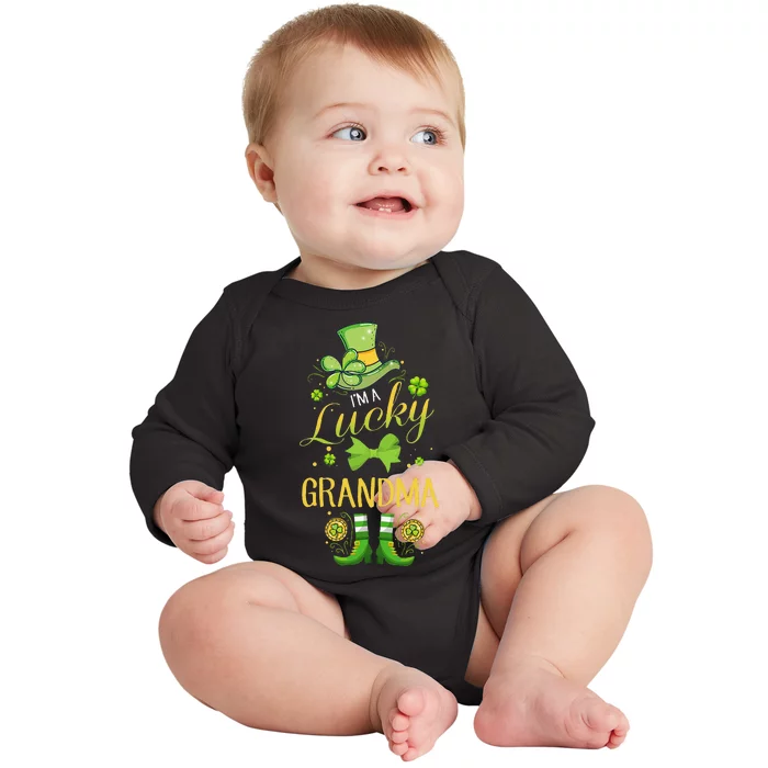 Womens I'm A Lucky Grandma St Patty's Day Gift For Grandmother Baby Long Sleeve Bodysuit