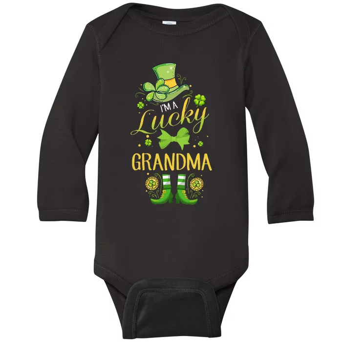 Womens I'm A Lucky Grandma St Patty's Day Gift For Grandmother Baby Long Sleeve Bodysuit