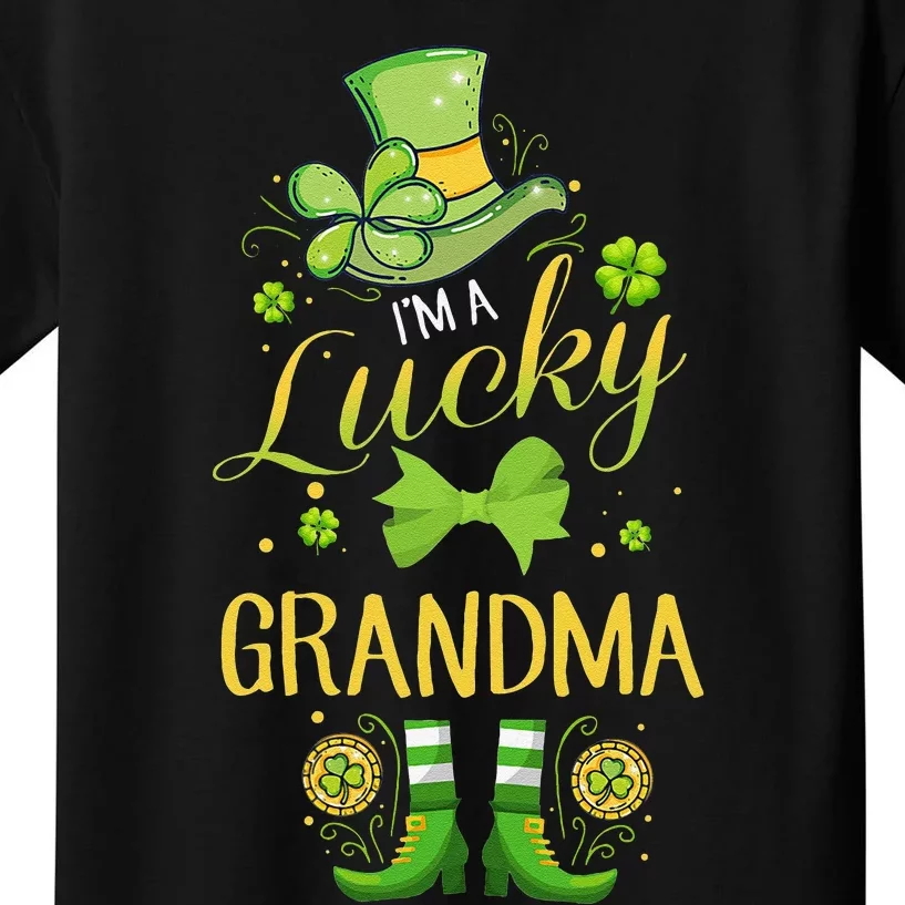 Womens I'm A Lucky Grandma St Patty's Day Gift For Grandmother Kids T-Shirt