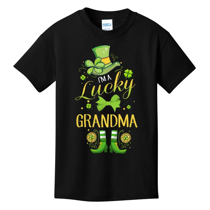 Womens I'm A Lucky Grandma St Patty's Day Gift For Grandmother Kids T-Shirt