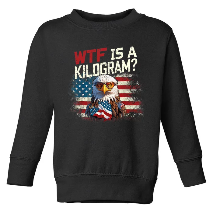 Wtf Is A Kilogram Funny 4th Of July Patriotic Eagle Usa Flag Toddler Sweatshirt