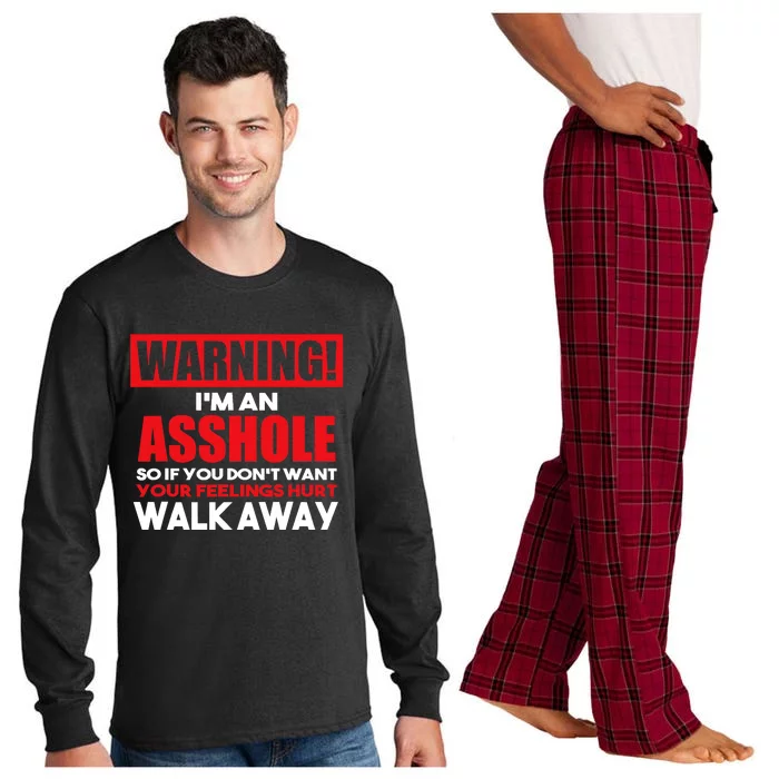 Warning Im An Asshole So Walk Away Funny AntiSocial Attire Long Sleeve Pajama Set