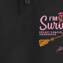 Witch Im A Survivor Halloween Breast Cancer Awareness Dry Zone Grid Performance Polo