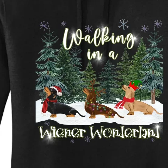 Walking In A Wiener Wonderland Dachshund Trio Women's Pullover Hoodie