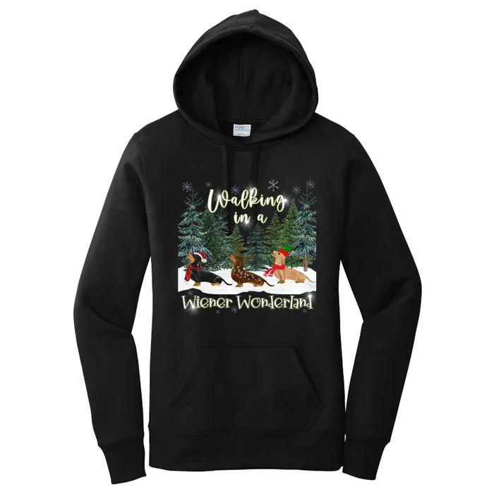 Walking In A Wiener Wonderland Dachshund Trio Women's Pullover Hoodie