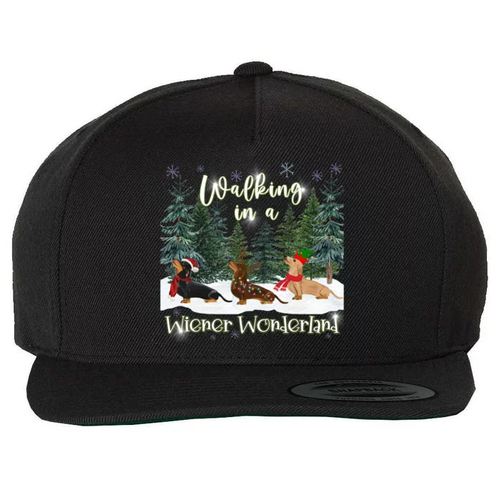 Walking In A Wiener Wonderland Dachshund Trio Wool Snapback Cap