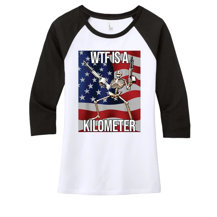 WTF Is A Kilometer Women's Tri-Blend 3/4-Sleeve Raglan Shirt