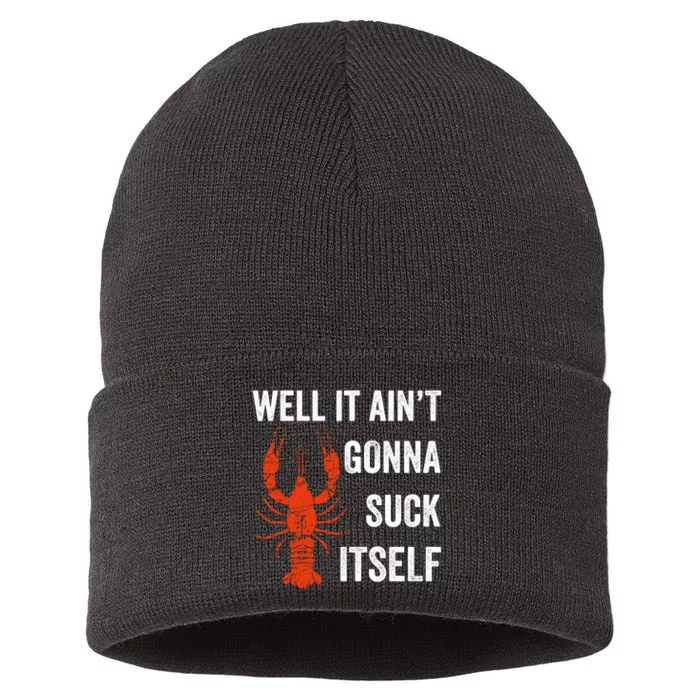 Well It AinT Gonna Suck Itself Crawfish Mardi Gras Gift Sustainable Knit Beanie