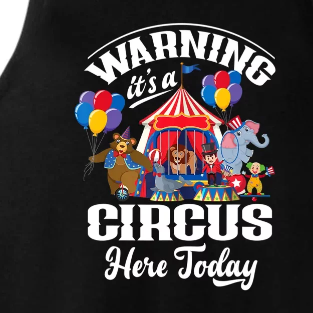 Warning It'S A Circus Here Today Carnival Birthday Party Ladies Tri-Blend Wicking Tank