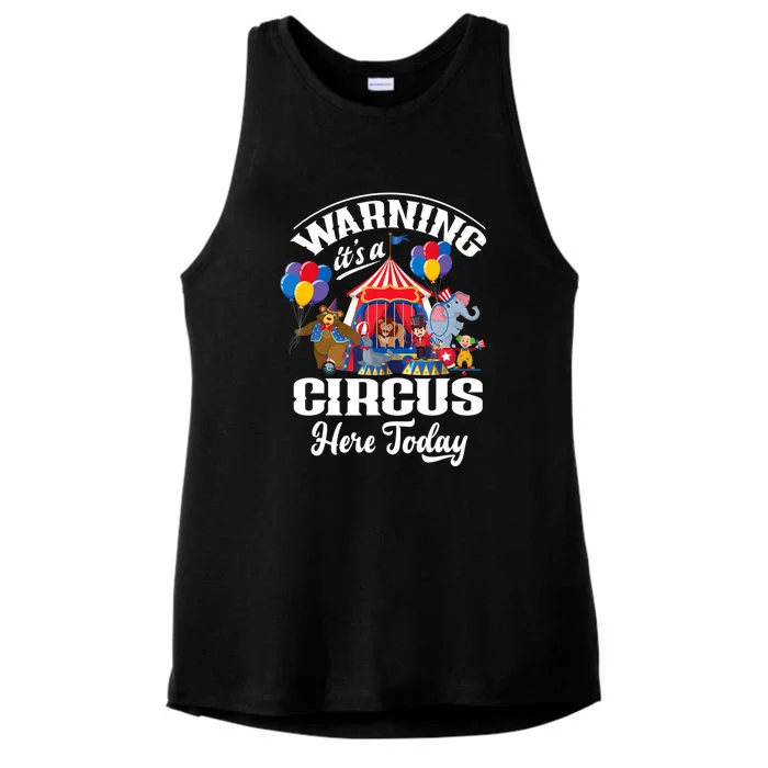 Warning It'S A Circus Here Today Carnival Birthday Party Ladies Tri-Blend Wicking Tank