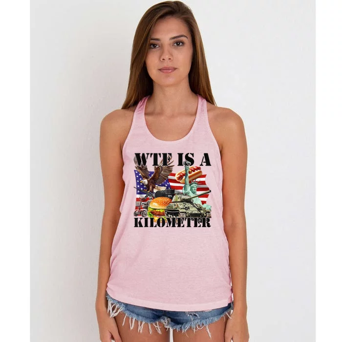 What Is A Kilometer Women's Knotted Racerback Tank