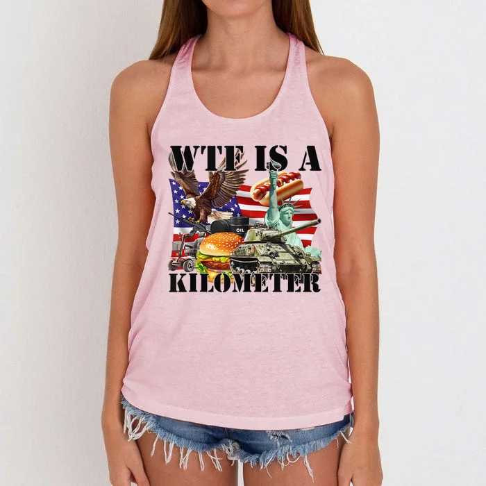 What Is A Kilometer Women's Knotted Racerback Tank