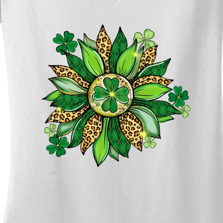 Women's Irish Blessing In Green Sunflower St. Patricks Day Women's V-Neck T-Shirt