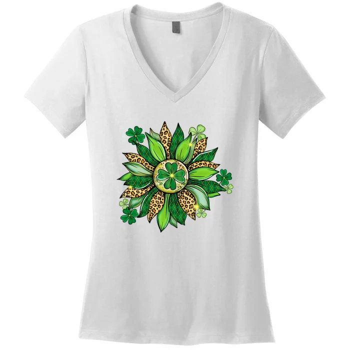 Women's Irish Blessing In Green Sunflower St. Patricks Day Women's V-Neck T-Shirt