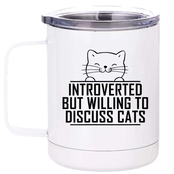 Womens Introverted But Willing To Discuss Cats Vintage Introvert Front & Back 12oz Stainless Steel Tumbler Cup