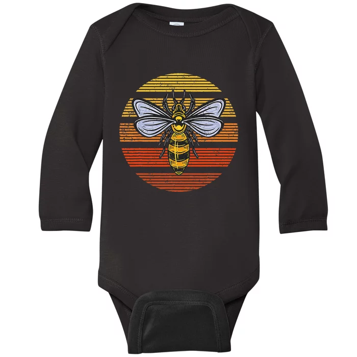 Wasp Insect Bird Lover Gift Vintage Retro Wasp Baby Long Sleeve Bodysuit