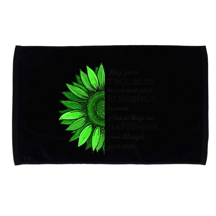 Women's Irish Blessing In Green Sunflower, St. Patricks Day Microfiber Hand Towel