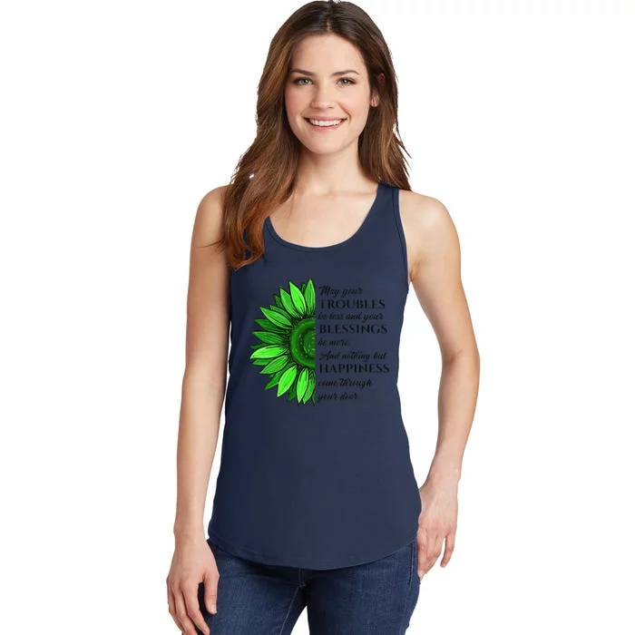 Women's Irish Blessing In Green Sunflower, St. Patricks Day Ladies Essential Tank