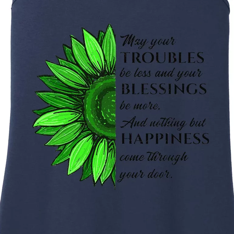 Women's Irish Blessing In Green Sunflower, St. Patricks Day Ladies Essential Tank