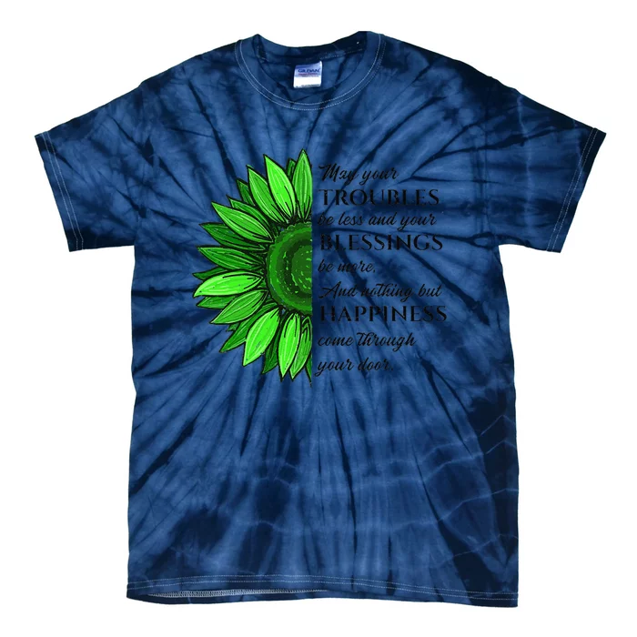 Women's Irish Blessing In Green Sunflower, St. Patricks Day Tie-Dye T-Shirt