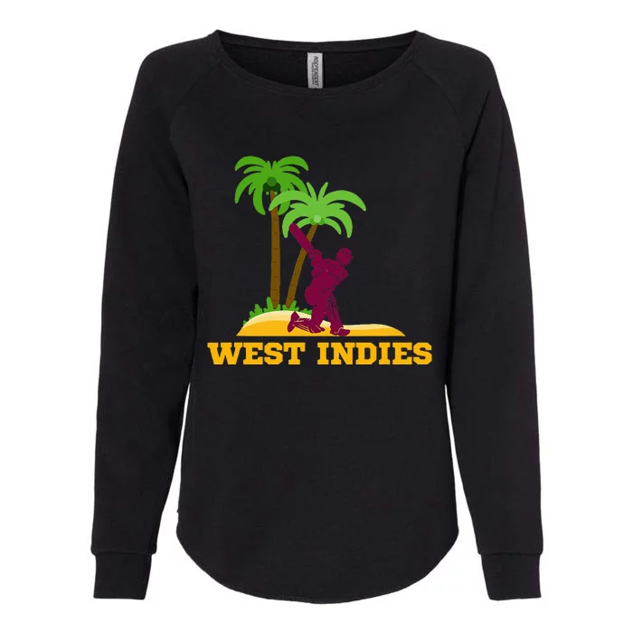 West Indies Cricket Fan Batsman Island Palm Womens California Wash Sweatshirt