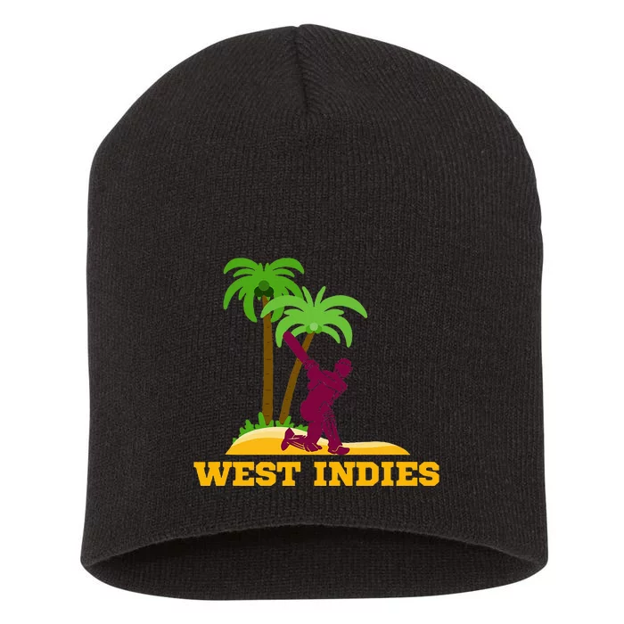 West Indies Cricket Fan Batsman Island Palm Short Acrylic Beanie