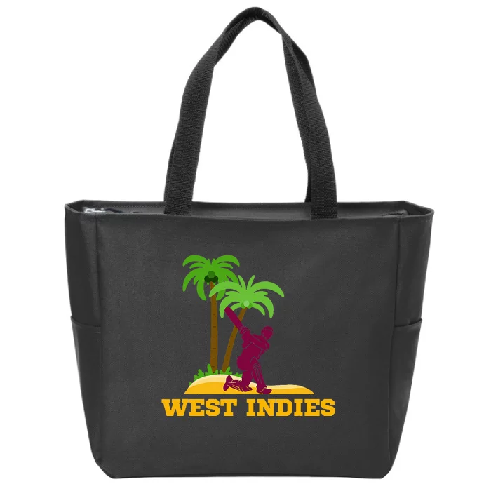 West Indies Cricket Fan Batsman Island Palm Zip Tote Bag