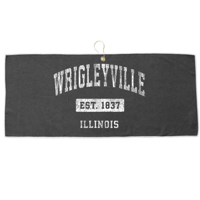 Wrigleyville Illinois Chicago Vintage Athletic Large Microfiber Waffle Golf Towel