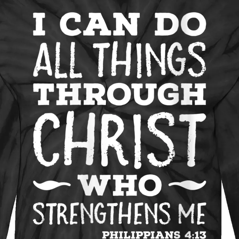 Womens I Can Do All Things Through Christ Art Bible Religious Tie-Dye Long Sleeve Shirt