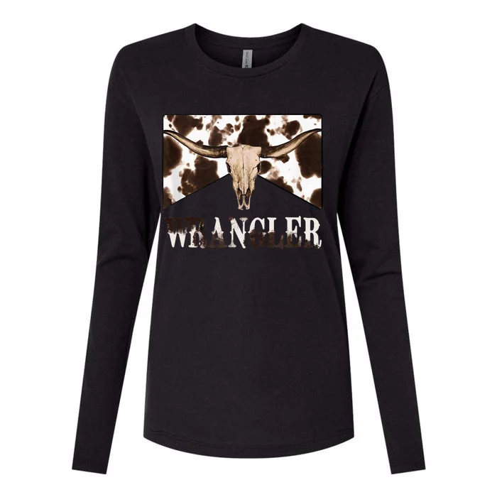 Western inspired Cowhide Print by Wrangler Womens Cotton Relaxed Long Sleeve T-Shirt