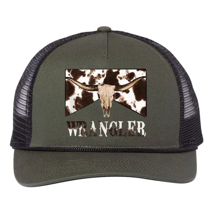 Western inspired Cowhide Print by Wrangler Retro Rope Trucker Hat Cap